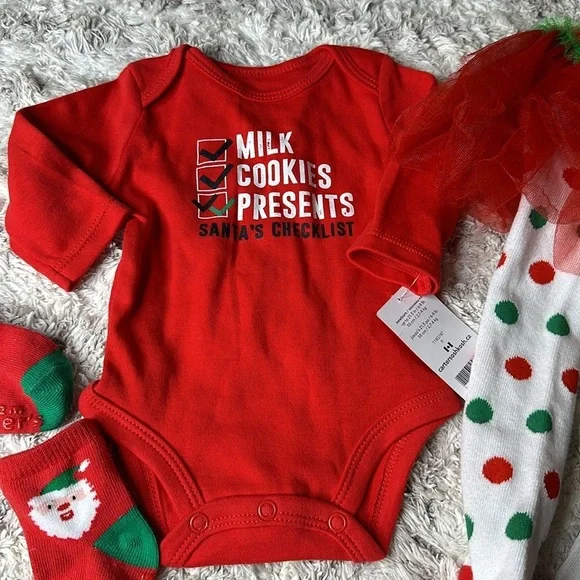 Christmas lot, newborn leggings and tutu and milk and onsie long sleeve NWT - Picture 4 of 11